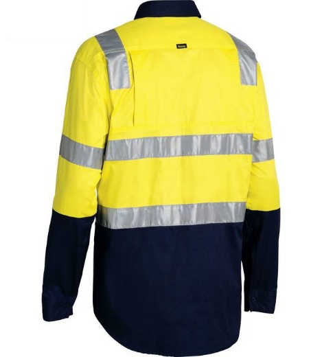 Picture of Bisley, Taped Hi Vis Cool Lightweight Ls Shirt With Shoulder Tape